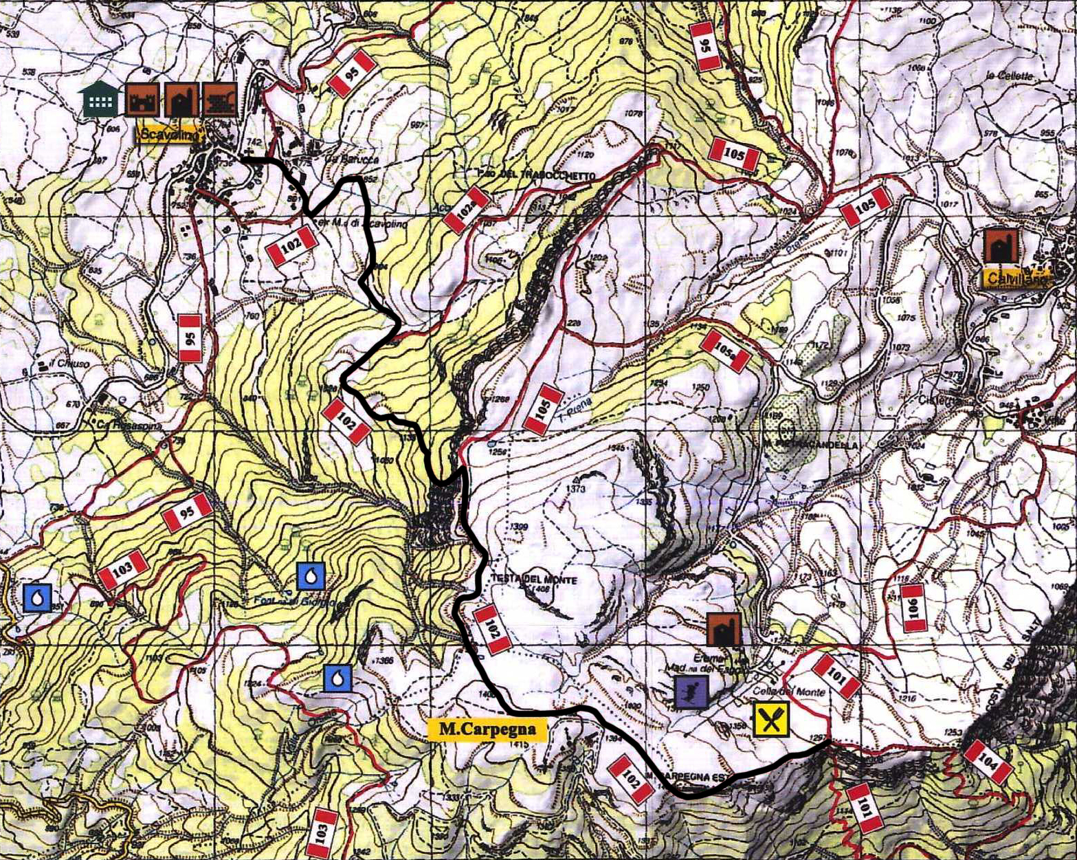 Mappa sentiero 102 Monte Carpegna