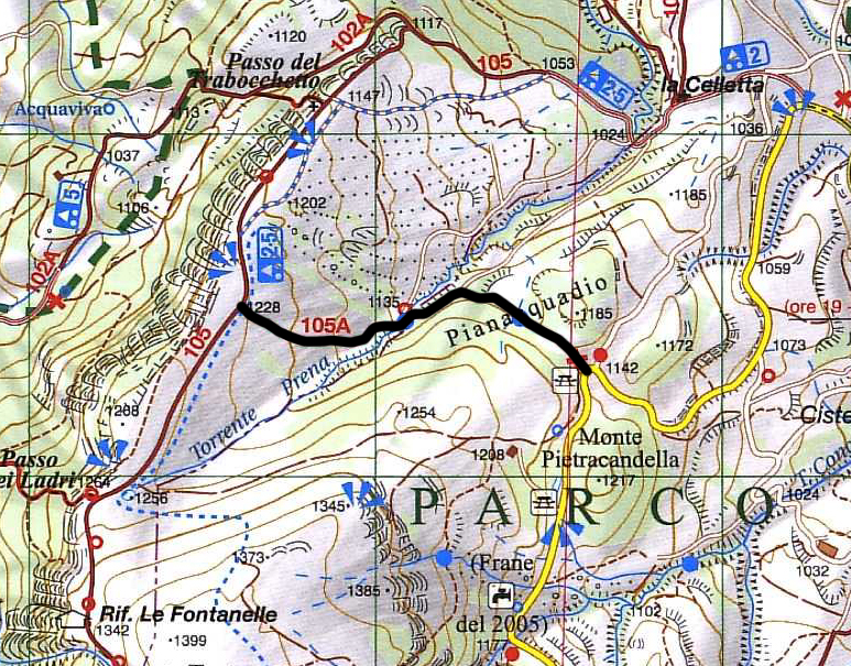 Mappa sentiero 105A Monte Carpegna